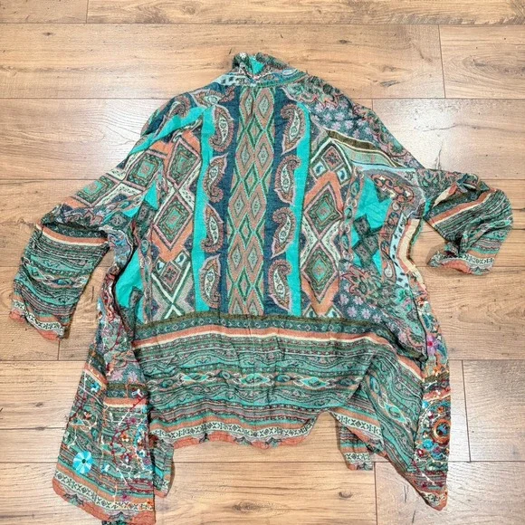 Soft Surroundings Cardigan O/S Embroidered Open Front Boho Duster Gypsy Hippie - Picture 4 of 4
